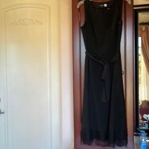 Black A-lined cocktail dress with belt